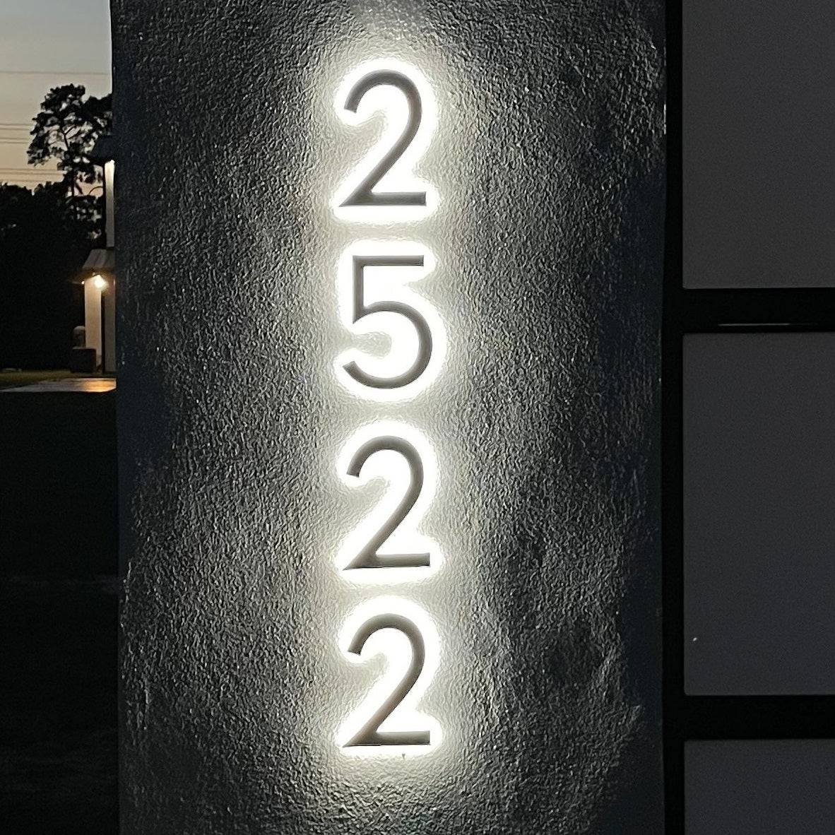 Morden LED Backlit House Numbers Sign Custom Number Sign Room Number Plaque Outdoor Waterproof Illuminated Modern Hotel Room Number Backlit Sign