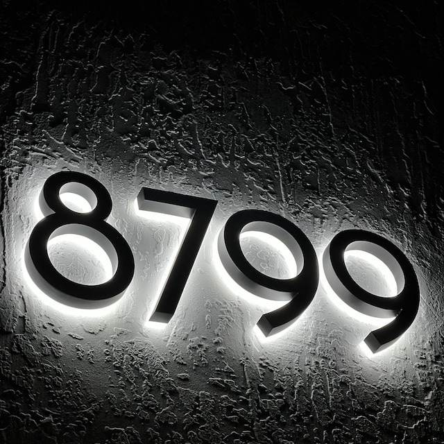 Lighted House Numbers Signs LED Backlit Custom Number Sign Room Number Plaque Outdoor Waterproof Illuminated Modern Hotel Room Number