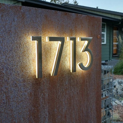 LED Backlit House Numbers Sign Custom Number Sign Room Number Plaque Outdoor Waterproof Illuminated Modern Hotel Room Number Backlit Sign