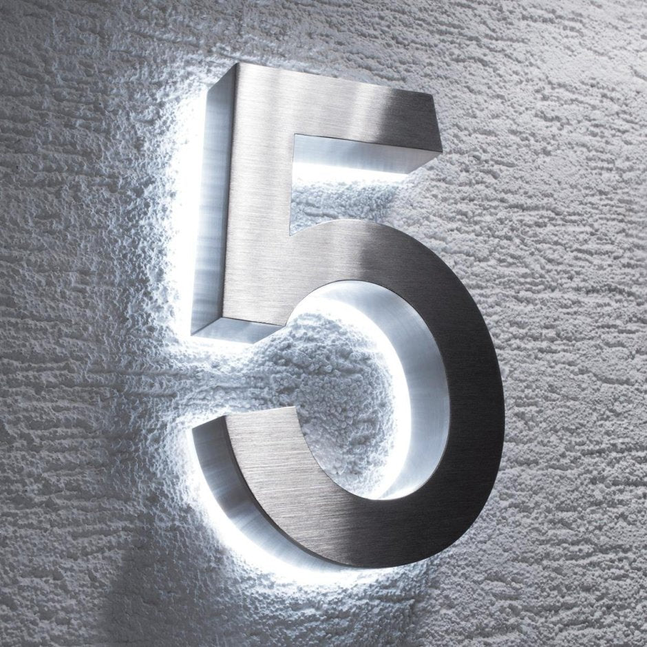 Morden LED Backlit House Numbers Sign Custom Number Sign Room Number Plaque Outdoor Waterproof Illuminated Modern Hotel Room Number Backlit Sign