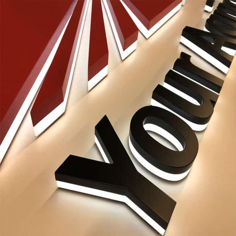 Led Backed Block Letters Led Metal Channel Letters Illuminated Backlit Front Light 3D Letter Si ...