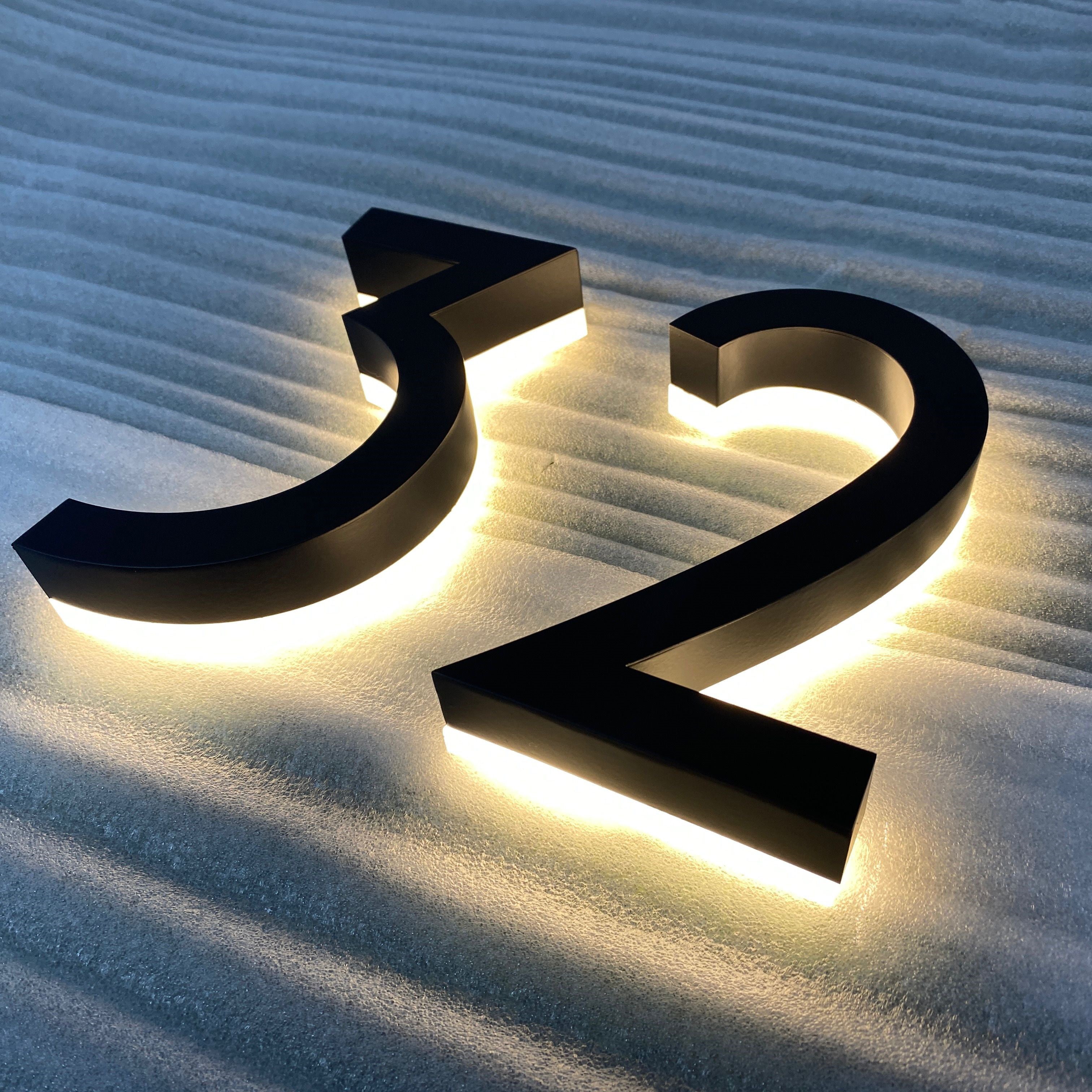LED Backlit House Numbers Sign Custom Number Sign Room Number Plaque O ...