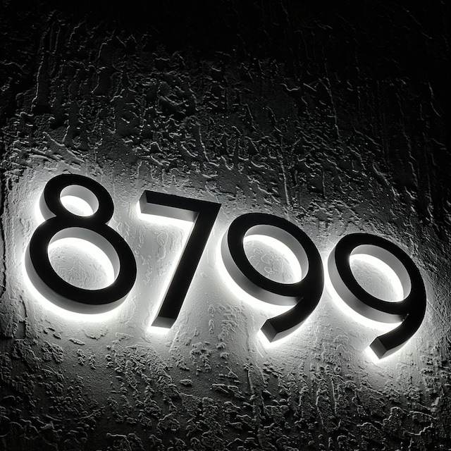 LED Backlit House Numbers Sign Custom Number Sign Room Number Plaque Outdoor Waterproof Illuminated Modern Hotel Room Number Backlit Sign