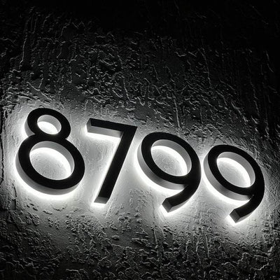 LED Backlit House Numbers Sign Custom Number Sign Room Number Plaque Outdoor Waterproof Illuminated Modern Hotel Room Number Backlit Sign