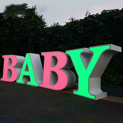 Light up Large 3D Metal Letter Table Led Display Decoration Baby Shower Event Party