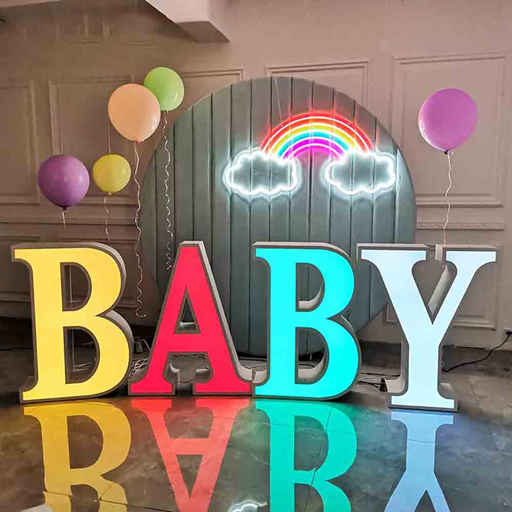 Light up Large 3D Metal Letter Table Led Display Decoration Baby Shower Event Party