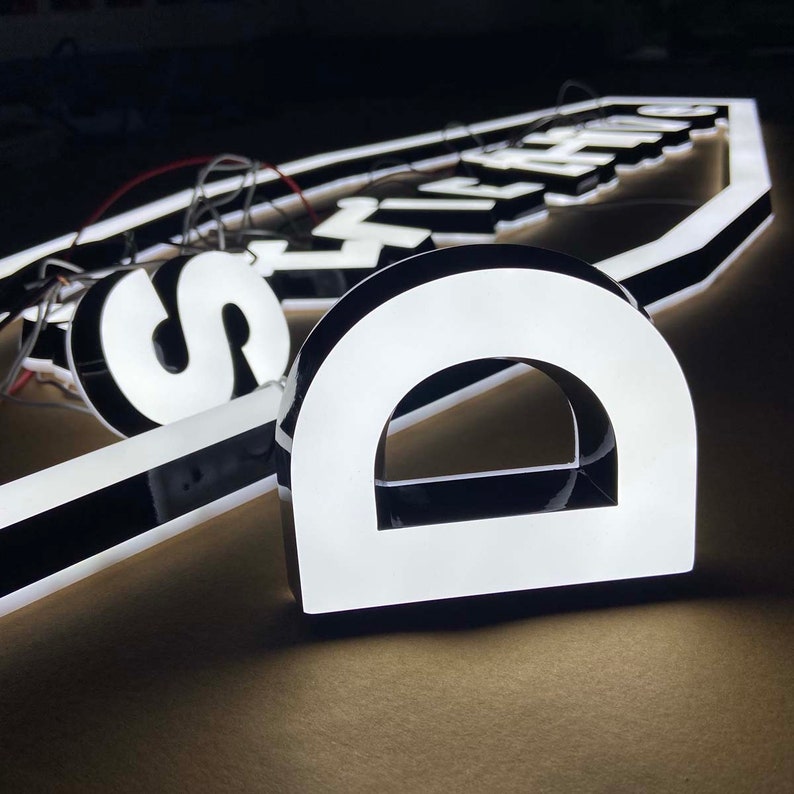 Halo Lit Channel Letters Custom Signage for Businesses Illuminated LED Acrylic 3D Logo Sign