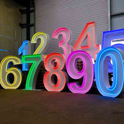 Large Marquee Led Neon Numbers Anniversary Event Party Birthday Lights