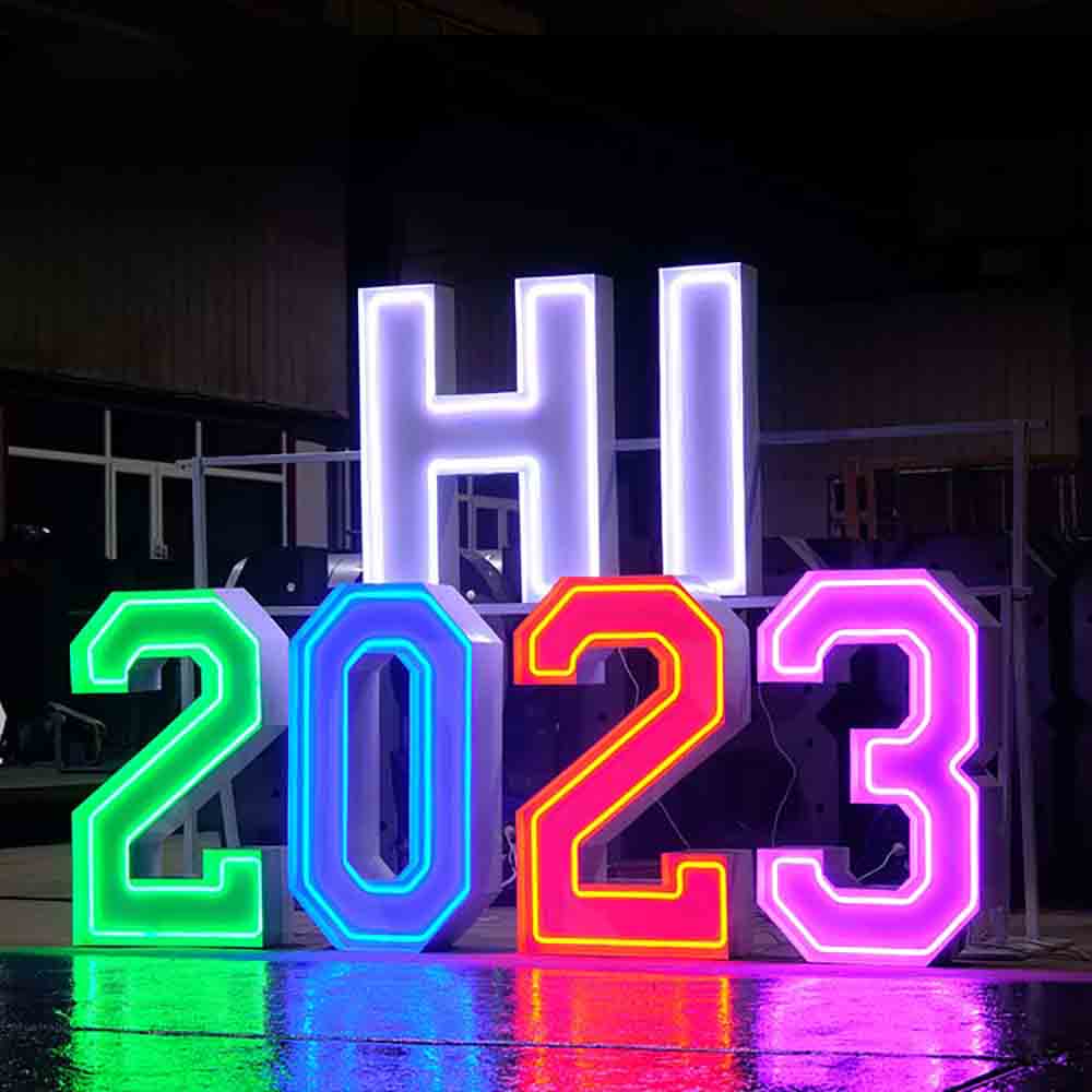 Large Marquee Led Neon Numbers Anniversary Event Party Birthday Lights