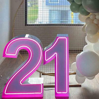 Huge Marquee Led Neon Numbers Birthday Anniversary Event Party Decoration