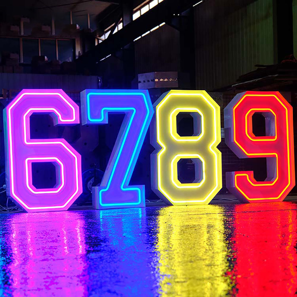 Large Marquee Led Neon Numbers Anniversary Event Party Birthday Lights