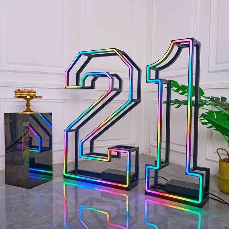 3D Metal Frame Letters Neon Numbers Birthday Anniversary Event Party Decoration