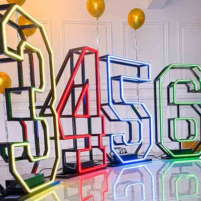Large 3D Metal Frame Letters Neon Light Birthday Anniversary Event Party Decoration