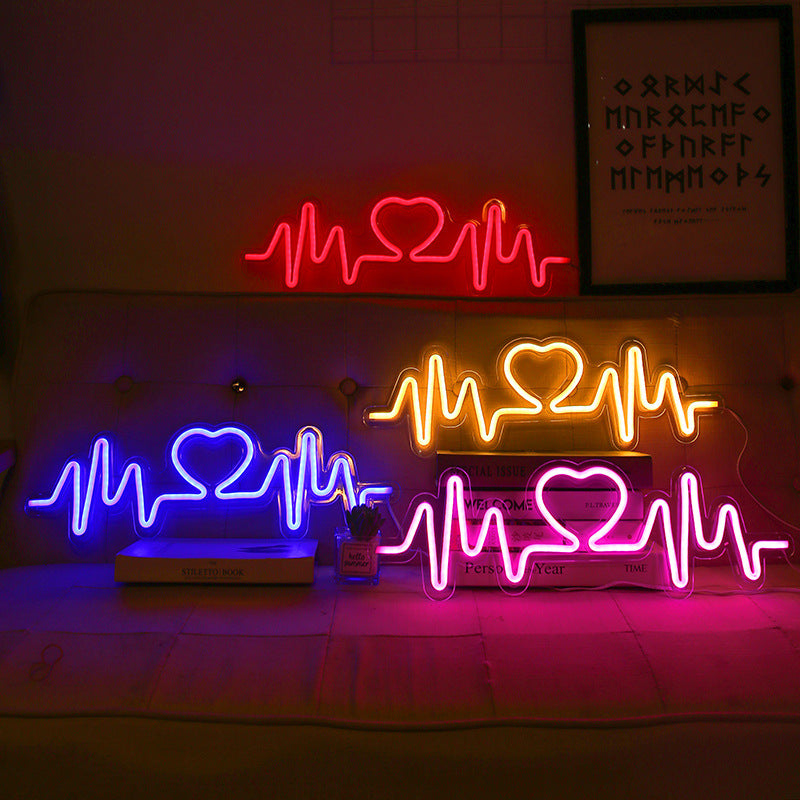 Heartbeat Neon Signs Led Neon Light Room Decoration