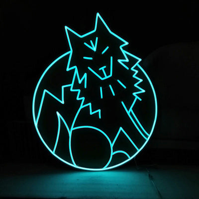 Anime Animal Wolf Dog Pattern Neon Sign