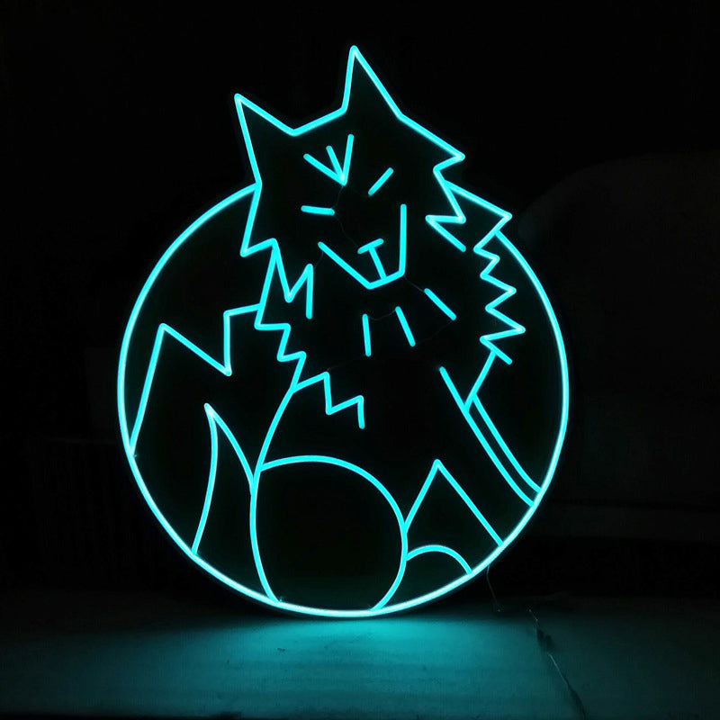 Anime Animal Wolf Dog Pattern Neon Sign