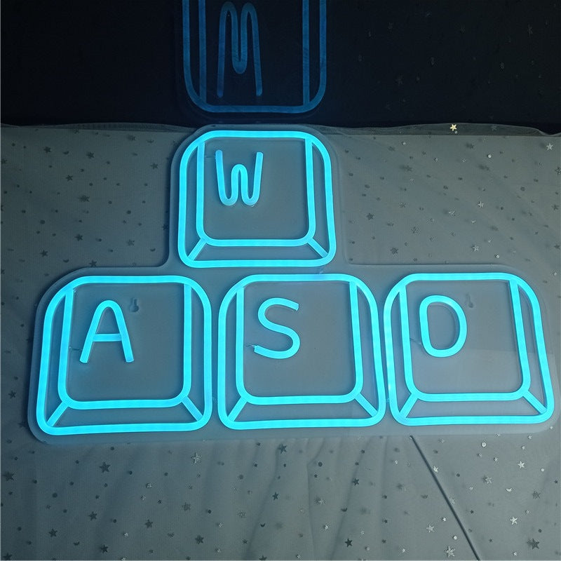 WASD Keyboard Neon Signs Led Neon Light Game Room Lighting Sign