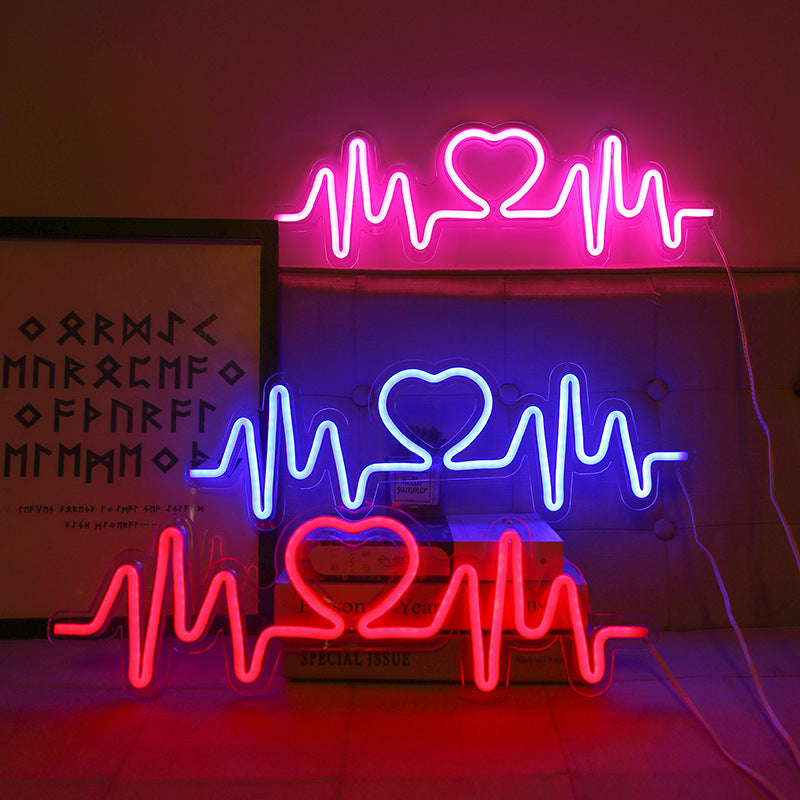 Heartbeat Neon Signs Led Neon Light Room Decoration