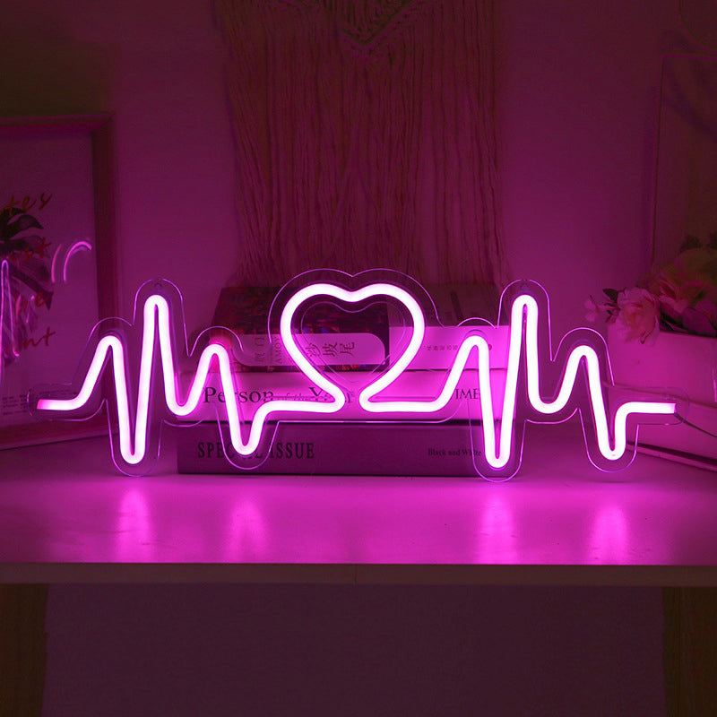 Heartbeat Neon Signs Led Neon Light Room Decoration