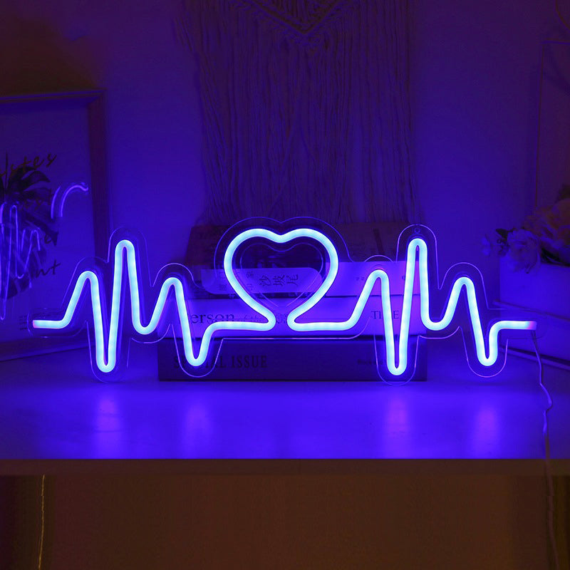 Heartbeat Neon Signs Led Neon Light Room Decoration