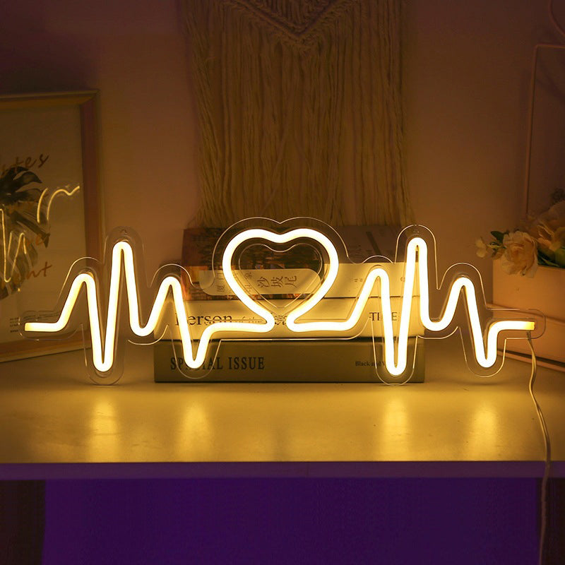 Heartbeat Neon Signs Led Neon Light Room Decoration