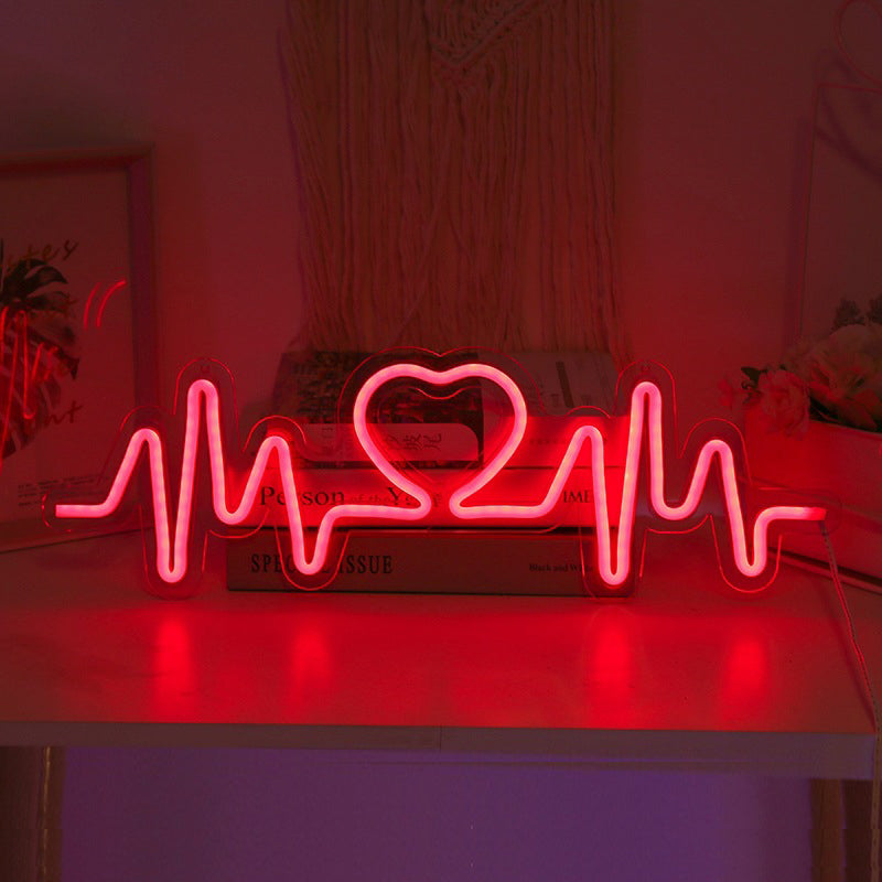 Heartbeat Neon Signs Led Neon Light Room Decoration