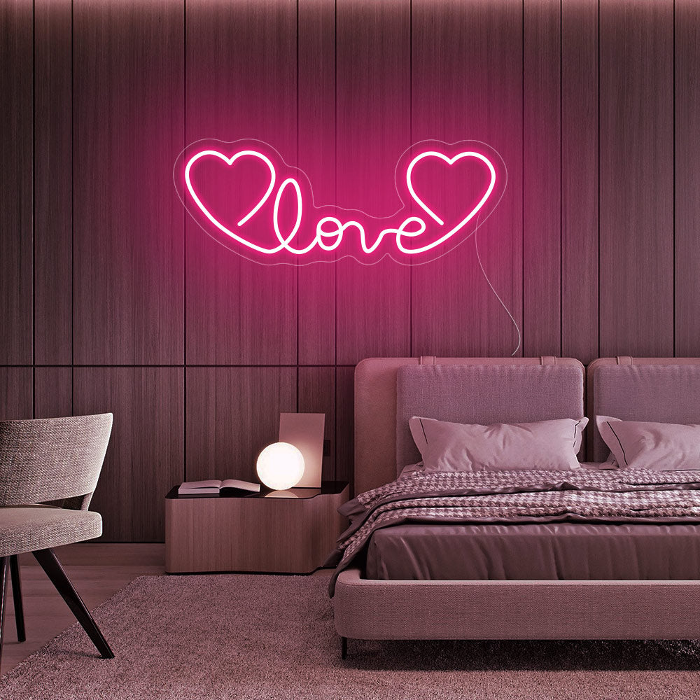 Love Hearts Neon Signs Led Neon Light Bedroom Wall Hanging