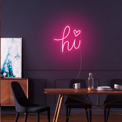Hi Neon Signs with Love Heart Led Neon Light Wall Hanging