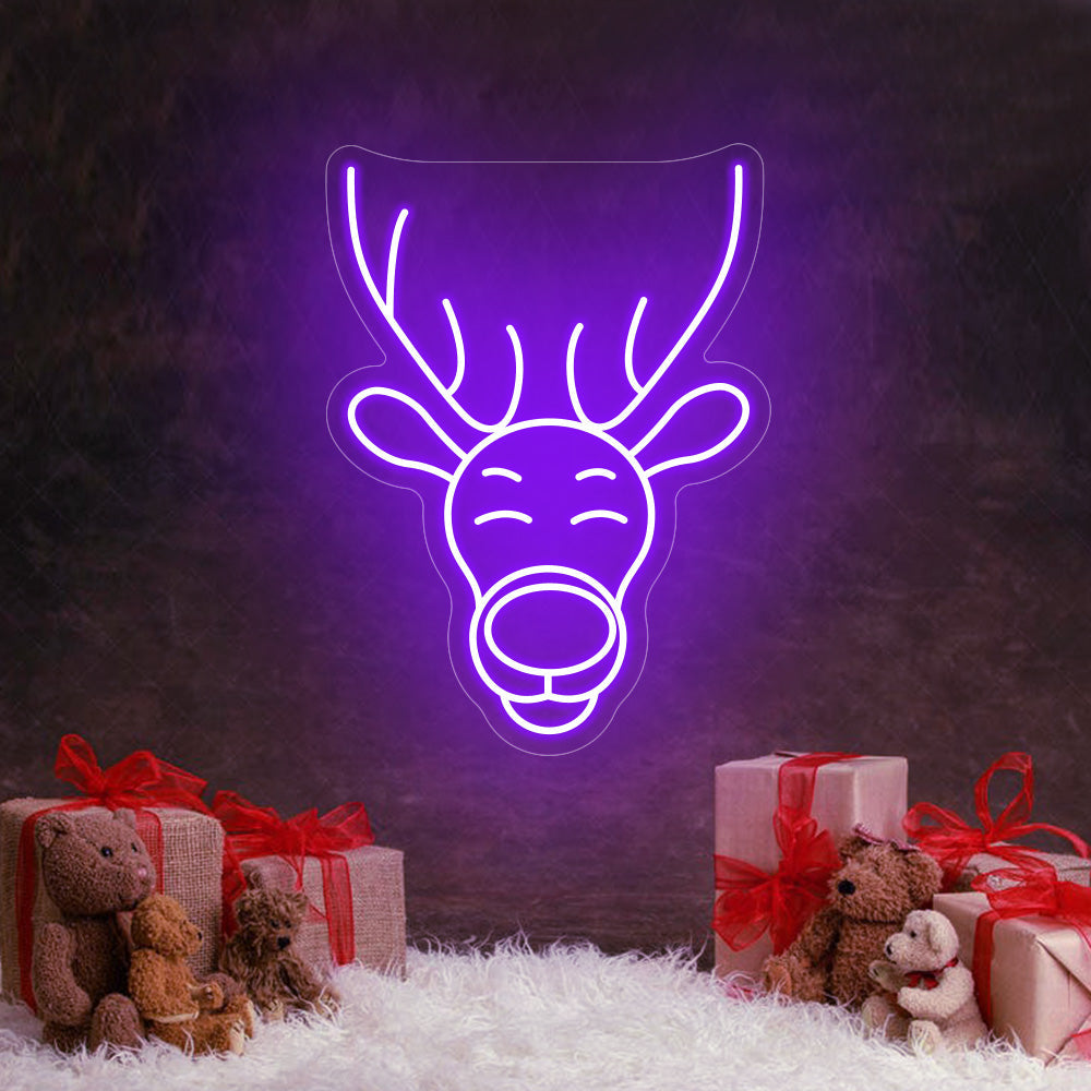 Christmas Antelope Head Neon Sign LED Neon Light Merry Christmas Holiday Neon Sign