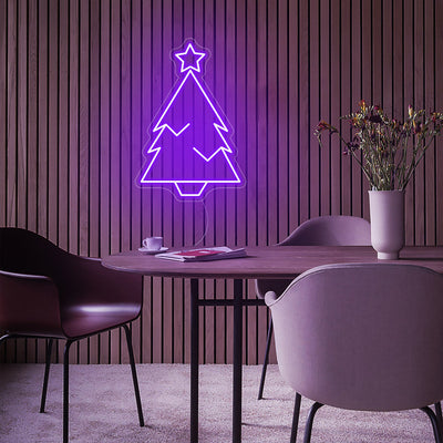 Christmas Tree Neon Sign with Star Christmas Decoration