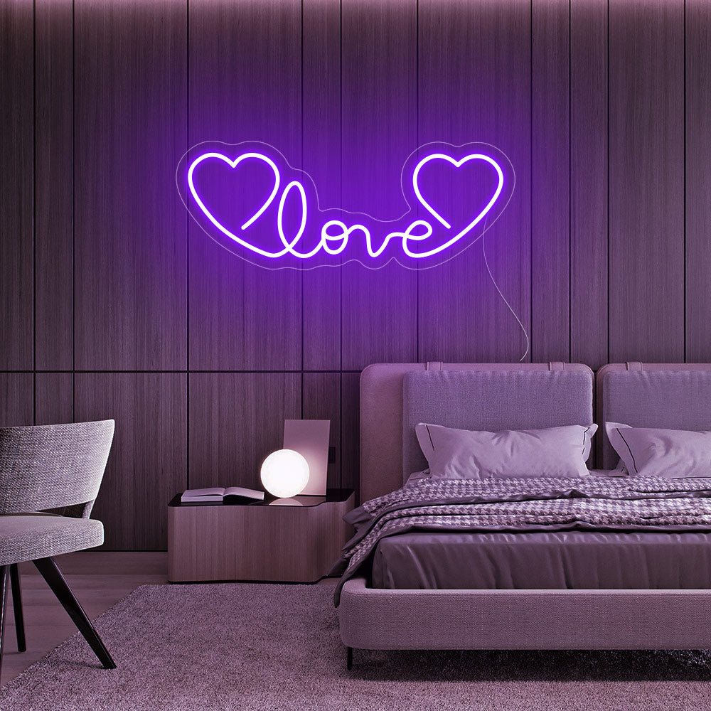 Love Hearts Neon Signs Led Neon Light Bedroom Wall Hanging