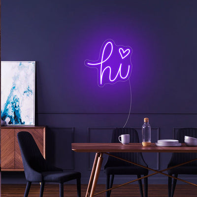 Hi Neon Signs with Love Heart Led Neon Light Wall Hanging