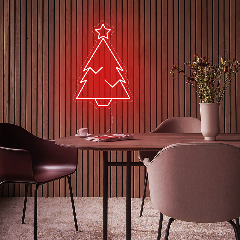 Christmas Tree Neon Sign with Star Christmas Decoration