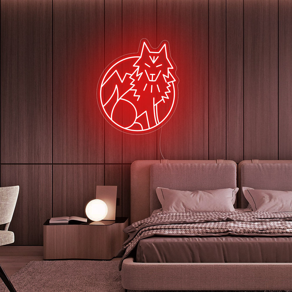 Anime Animal Wolf Dog Pattern Neon Sign