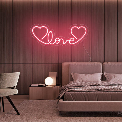 Love Hearts Neon Signs Led Neon Light Bedroom Wall Hanging