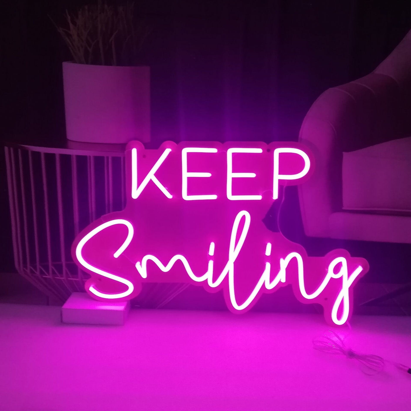 KEEP Smiling Neon Signs Led Neon Light Wall Hanging Sign