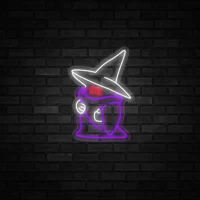 Ghost wearing a witch hat LED Neon Sign - Happy Halloween Neon Sign