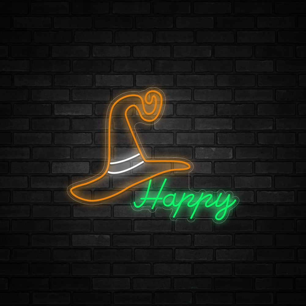 Witch Hat LED Neon Sign - Happy Halloween Neon Sign