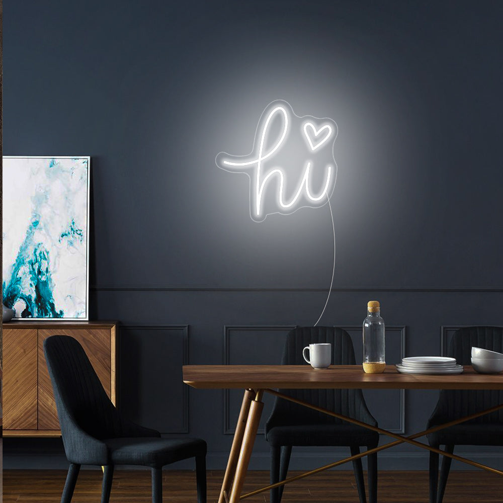 Hi Neon Signs with Love Heart Led Neon Light Wall Hanging