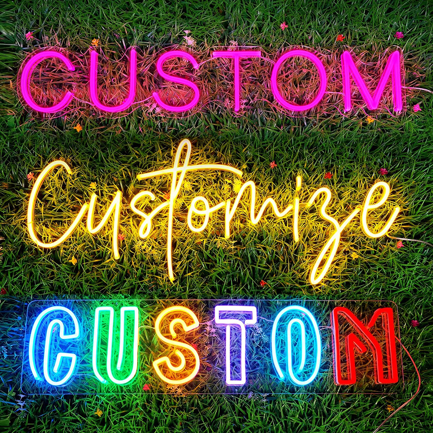 Custom Neon Sign Three Lines Text Led Neon Lighting