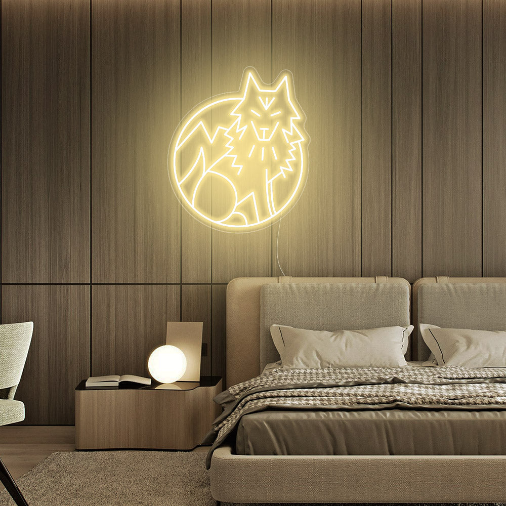 Anime Animal Wolf Dog Pattern Neon Sign