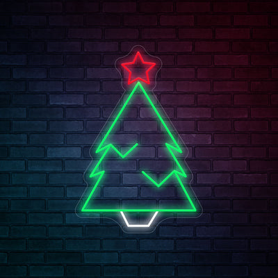 Christmas Tree Neon Sign with Star Christmas Decoration