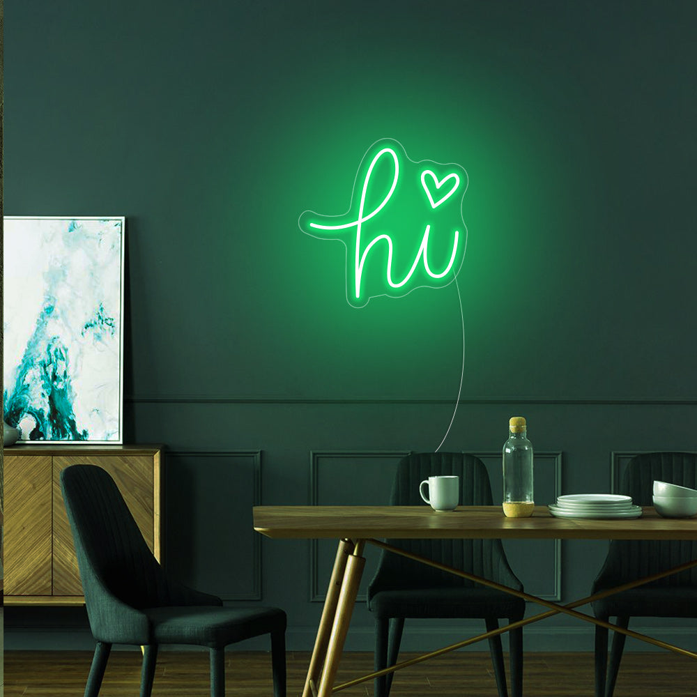 Hi Neon Signs with Love Heart Led Neon Light Wall Hanging