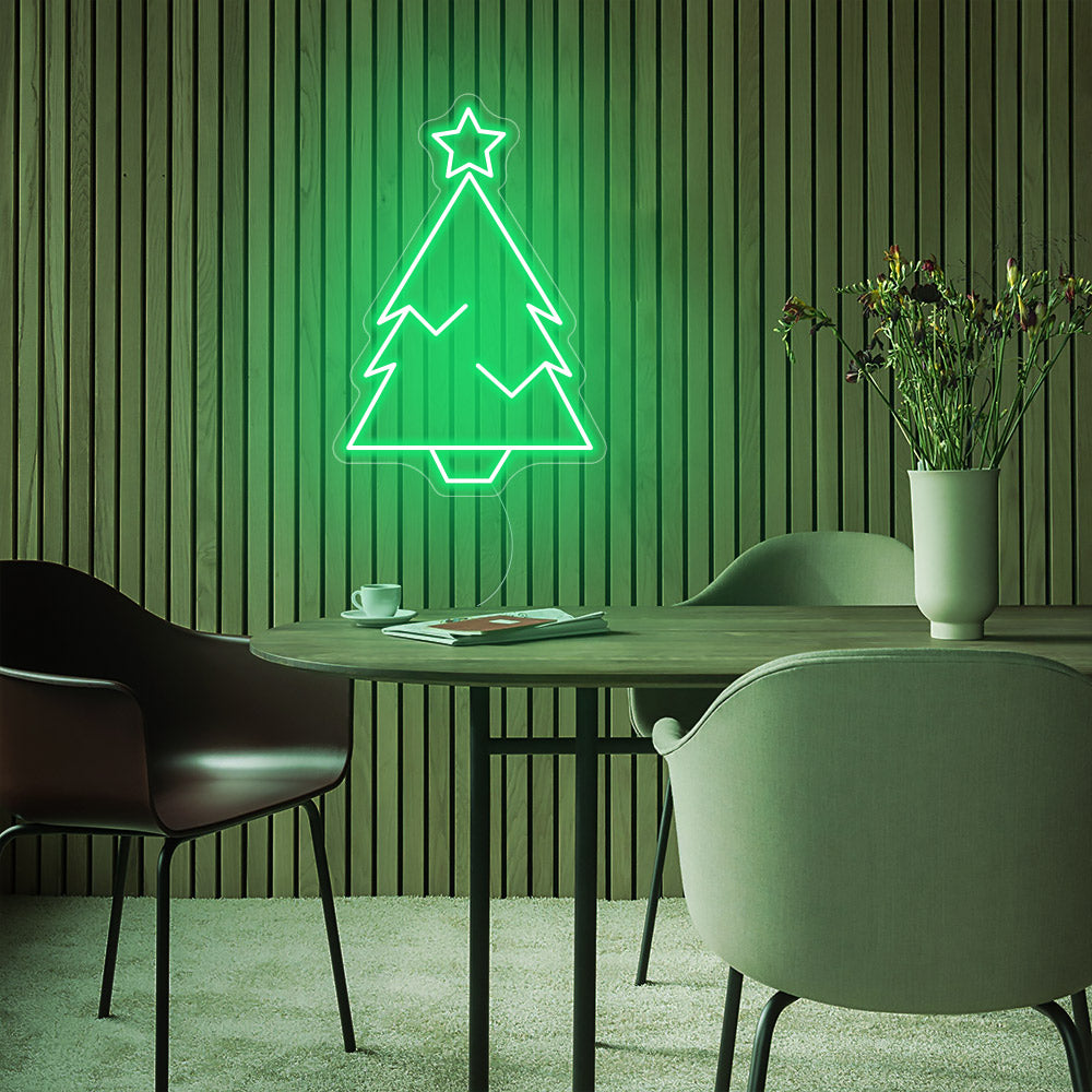 Christmas Tree Neon Sign with Star Christmas Decoration