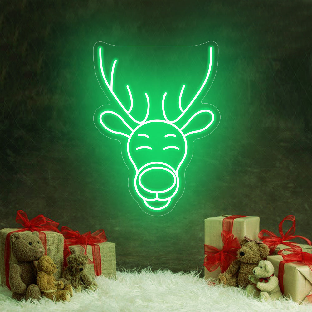 Christmas Antelope Head Neon Sign LED Neon Light Merry Christmas Holiday Neon Sign