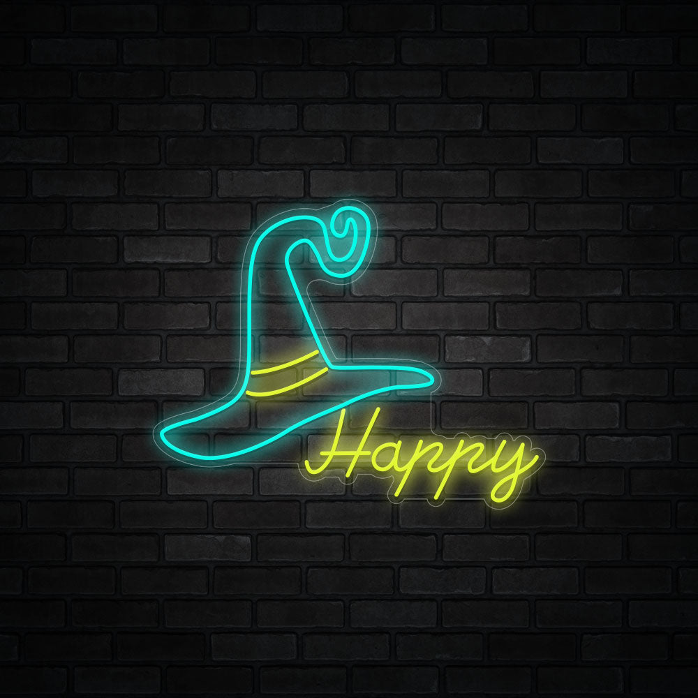 Witch Hat LED Neon Sign - Happy Halloween Neon Sign