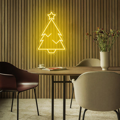 Christmas Tree Neon Sign with Star Christmas Decoration