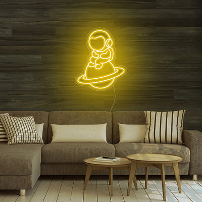 Astronaut Sitting on Planet Neon Signs Led Neon Lighting Home Decoration