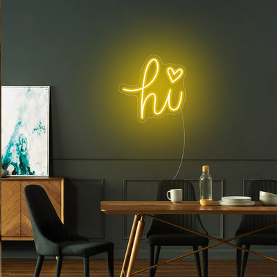 Hi Neon Signs with Love Heart Led Neon Light Wall Hanging