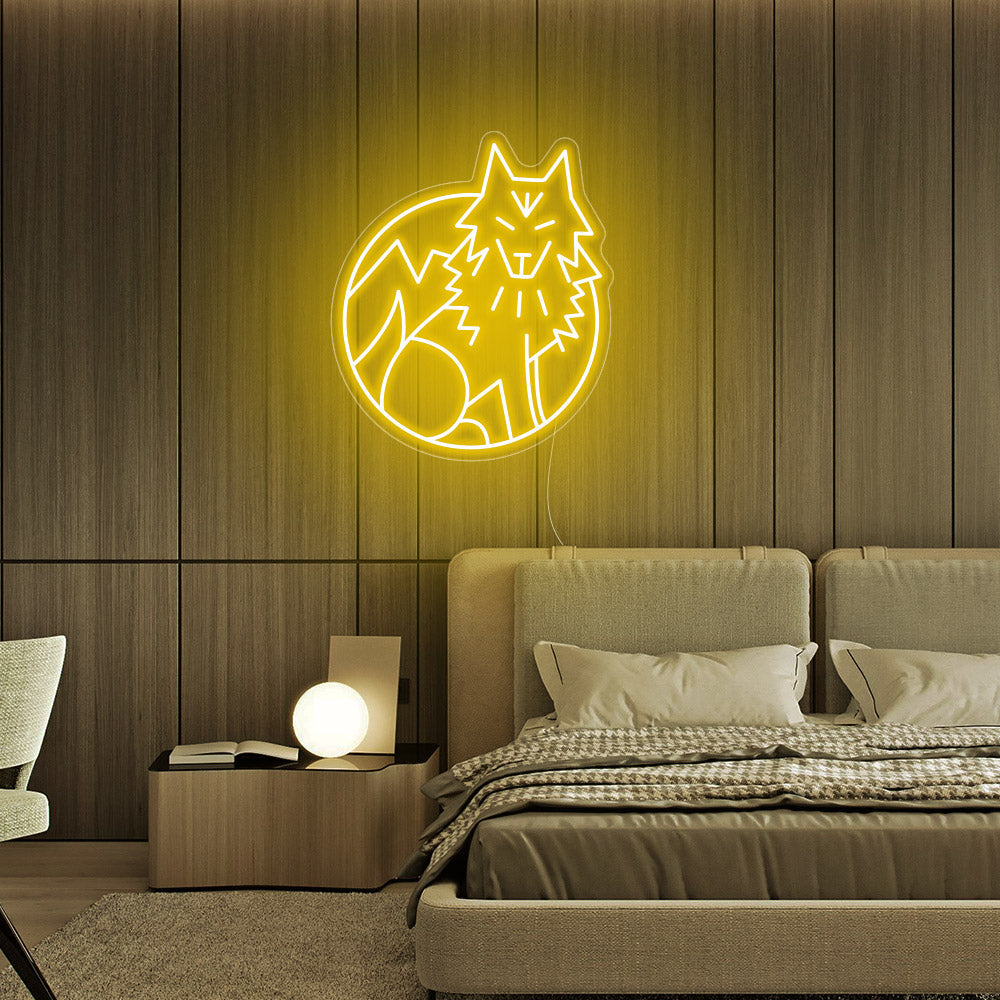 Anime Animal Wolf Dog Pattern Neon Sign